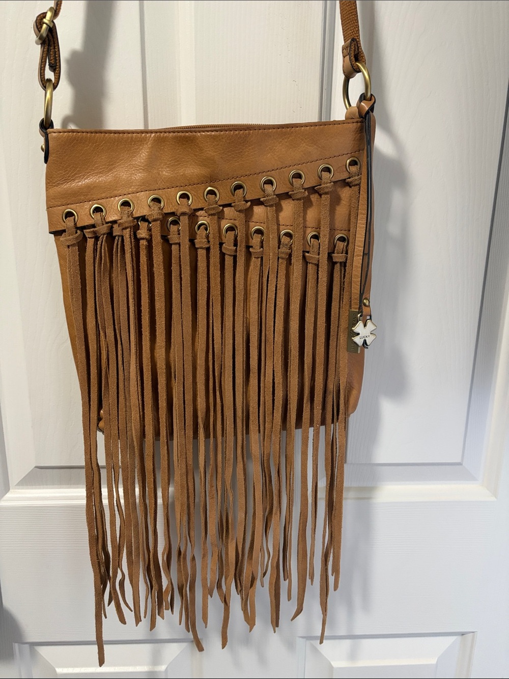 Lucky Brand Tan Fringe Crossbody Bag